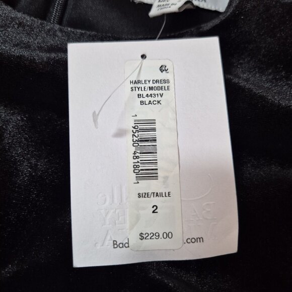 Badgley Mischka Size 2  Black Crepe Fringe Dress Harley Party Cocktail Velvet (1 - Picture 9 of 9